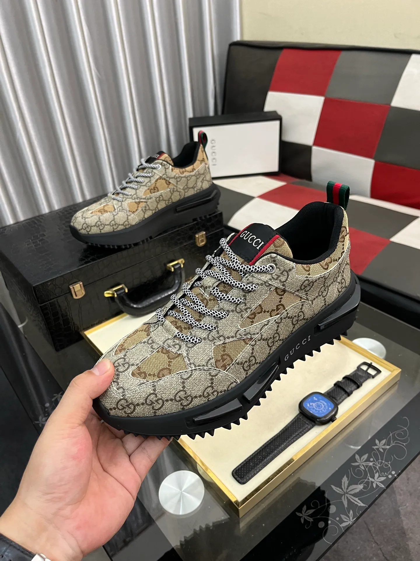 Men's Men's Shoes 💰458⌚️⌚️《GUCCI》The latest hot-selling casual shoes, top brand [seduce] luxury~purchase, top~quality. Products sold at the counter [strong] Original embossed calfskin fabric ➕ Comfortable sheepskin lining, code number: 38-443️⃣colors available